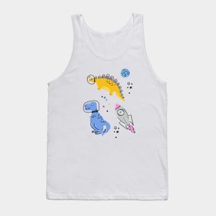 Space Dinosaurs Doodle - Purple Tank Top